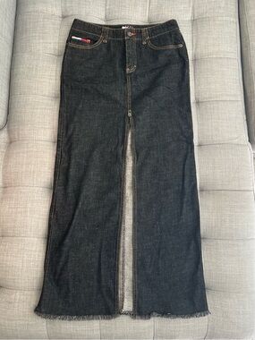 Vintage Y2K Tommy Jeans Dark Wash Denim Maxi Skirt Size 1